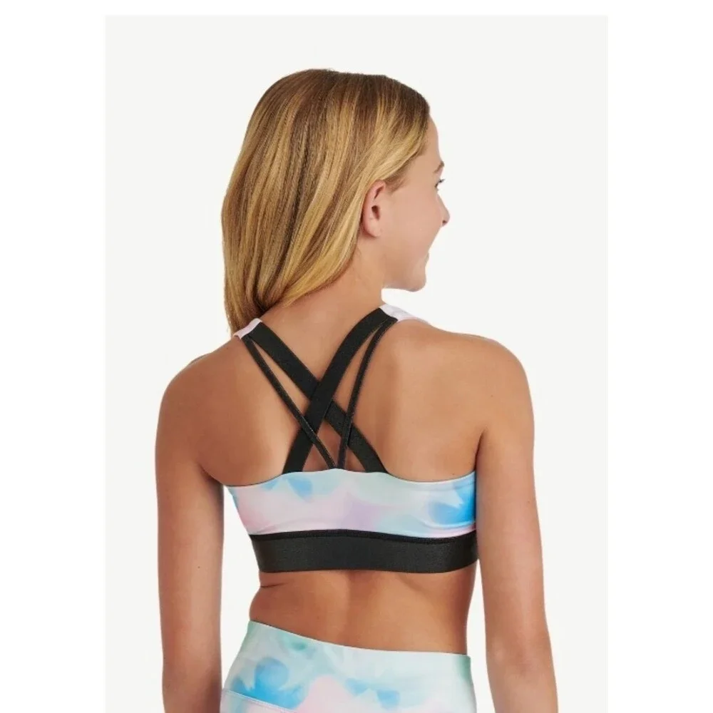 NEW Justice Strappy Back Sports Bra Butterfly Print Girls Medium 10